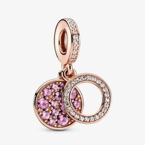 Pandora Sparkling Pink Disc Double Dangle Charm
